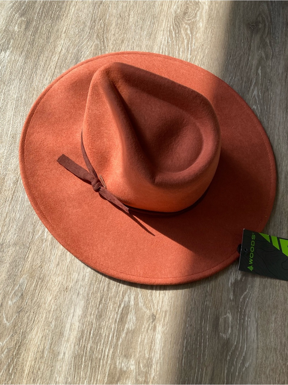 Wide-Brim Fedora Hat in Burnt Orange